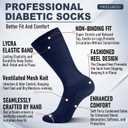 Diabetic Socks for Men, 4 Pairs Seamless Crew Socks with Non Binding, Soft Cushioned Sole Sock with Loose Top, Diabetes Sock Men for Neuropathy, lymphedema, Edema, Swollen Feet, 8-11 (L)