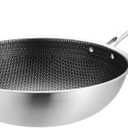 Stir Fry Wok Household Stainless Steel Wok with Handle Cooking Wok Suitable for Induction Cooktop, Gas Stove, Dishwasher and Oven Safe Work Pot