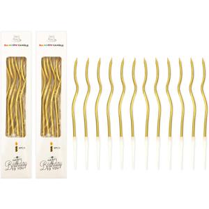 Twisty Birthday Candles 42 Pcs Gold Spiral Coil Candles for Cake Decoration Wedding Party (Metallic Colorful)