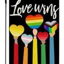 Pack of 3, CROWNED BEAUTY Pride LGBTQ+ Garden Flag Rainbow Love Wins 12X18 Inch Double Sided for Outside Small Burlap Burlap Flag Yard Decoration CF1764-12