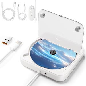 DDup Car CD Player for CD Lovers, Road Trips, Home Listening, AUX & USB Compatible, Anti-Skip Portable External Universal Vehicle Stereo Radio, USB-C Port Adapter, Extension Cable, Remote Control