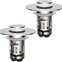 Hibbent 2 Pack 3 in 1 Bathroom Sink Drain Strainer, Universal Pop Up Stopper with Removable Stainless Steel Filter Basket Hair Catcher, Sink Plug for 1.1''~2.36'' Basin, Brass Bullet Core, Chrome
