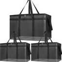 Bodaon Large 3-Pack Insulated Food Delivery Bag with hard bottom, XXXL Catering/Pizza Cooler Bags, Rideshare Delivery Bag, Thermal Cold/Hot Styrofoam Carrier for Travel/Shopping/Car (Black)