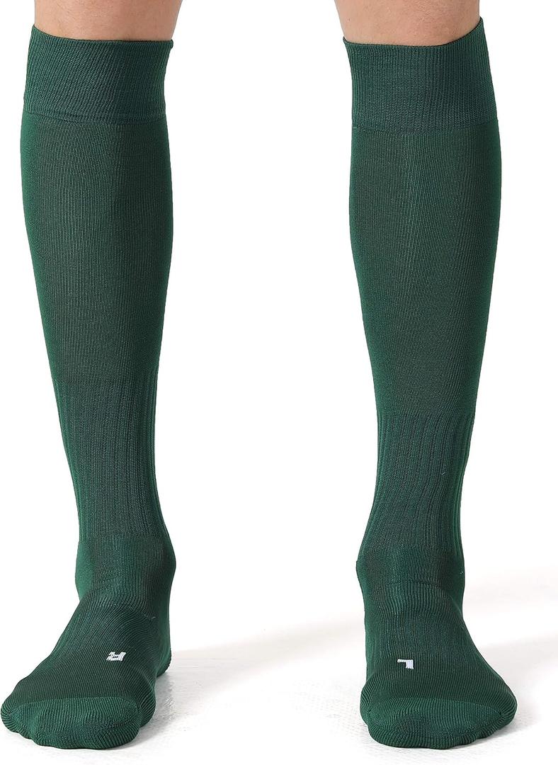 CS CELERSPORT 2/3 Pack Soccer Softball Baseball Socks for Youth Kids Adult Multi-Sport Compression Knee High Socks (Green, L)