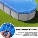 16x10 FT Oval Pool Cover for Above Ground Pools,Solar Oval Pool Cover Protector with Drawstring for Cold and UV Resistant,Dustproof -All-Weather Protection(Blue), 18.3 ft x 11.2 ft x 20 in