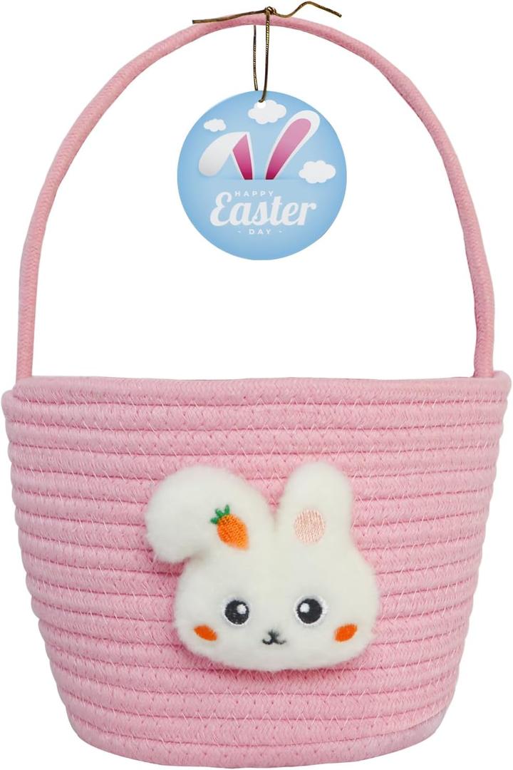 Easter Basket, Easter Baskets for Kids, Baby Easter Basket with Handle, Empty Bunny Egg Basket, Easter Baskets for Boys, Girls, Toddler, Babies, Infant Easter gifts basket Personalized