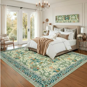 BEIMO Area Rugs 5x7 for Living Room Bedroom, Modern Abstract Machine Washable Large Light Green Rug Soft Rug, Low Pile Floor Carpet with Non Slip Backing for Dining Room