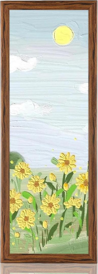8x24 Wood Frame Brown, Rustic Natural Wooden 24x8in Poster Picture Frame, Distressed 8 x 24inch Woodgrain Gallery Photo Frame with HD Plexiglass, Horizontal Vertical Wall Mounting Display 1pcs