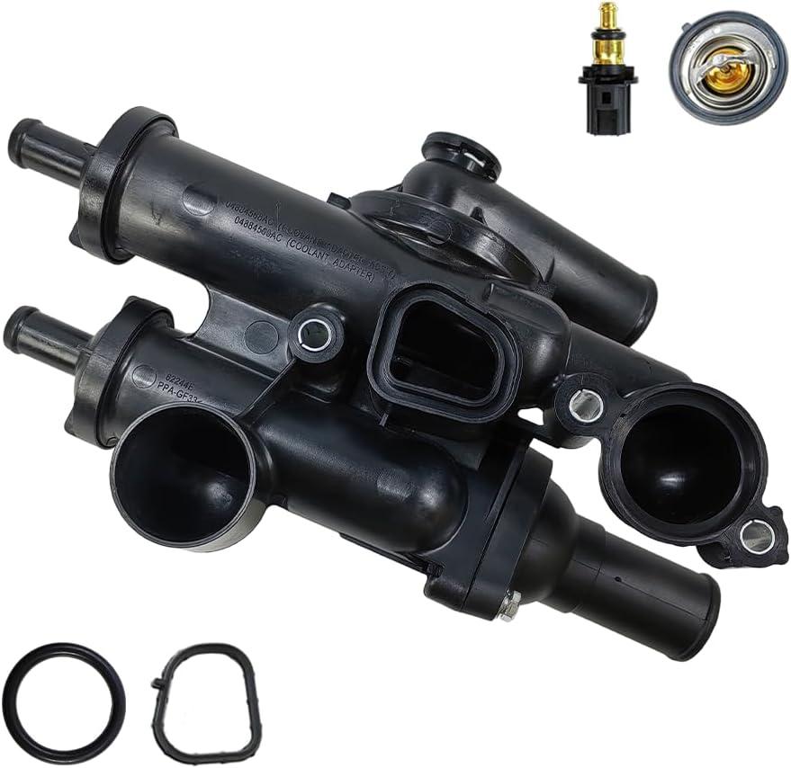 Thermostat Housing Assembly Kit with Sensor | Fit for Chrysler 200 Sebring, Dodge Avenger Caliber Journey, Jeep Compass Patriot | OE# 68003582AB 902-319 4884571AB 55111016AD