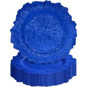 Royal Blue Charger Plates Bulk 10Pcs - 13" Elegant Royal Blue Chargers for Dinner Plates, Wedding & Event Decorative Charger Plates Set