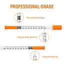 U-100 Syringes, 1ml syringe, 31g 5/16 1cc syringe with needle, lab syringes, Pack of 100