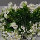 Artificial Fake Flowers For Outdoor Outside Decoration,16 Bundles UV Resistant Faux Plastic White Flowers with Green Eucalyptus Stem Plants Bulk Look Real for Home Porch yard Patio Planters (White)
