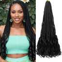 French Curl Crochet Braids 30 Inch Box Braids Crochet Hair Pre Looped French Curl Braiding Hair Crochet Braids for Black Women French Curls Braids Goddess Braids Crochet Box Braids Hair Extensions(1B)