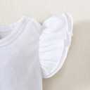 LYSMuch Baby Girls Ruffle Sleeves Bodysuit Infant Solid Color Top Jumpsuit (White)