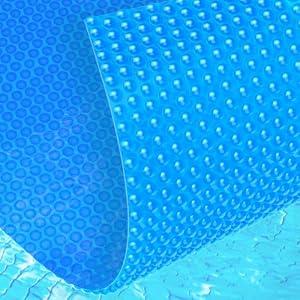 Abimars 16 Mil Solar Pool Cover with UPF 50+ UV Protection, 6’ x 12’ Rectangle Pool Solar Blanket for Inground & Above Ground Pools, 1600 Series, Heat/Chemical Resistant Cover, Blue