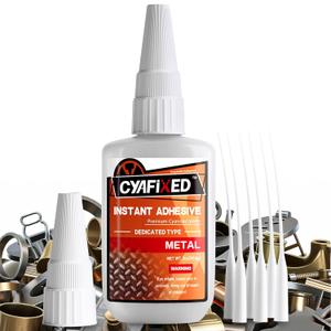 Super Glue for Metal 56.8g 2oz, Clear Instant Thick Heavy Duty CA Glue Liquid for Metal Crafts Stainless Steel Aluminum, Strong Multifunctional Cyanoacrylate Adhesive for Glass Ceramic Plastic Wood