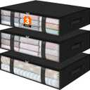 StorageRight Under Bed Storage Bins, 3-Pack 40L Foldable Fabric Storage Bags with Transparent Window, Breathable Organizer for Clothes/Blanket/Comforter/Quiltr, Black
