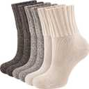 Thermal Socks for Women, 3 Pairs Warm Thick Full Cushioned Knit Winter Crew Wool Boot Socks, Cozy Gift (Coffee Assorted)