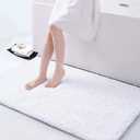 Smiry Luxury Chenille Bathroom Rugs 47x24, Extra Soft and Absorbent Shaggy Bath Mat, Machine Washable, Non-Slip Plush Carpet Runner for Tub, Shower, and Floor, Home Decor Accessories, White