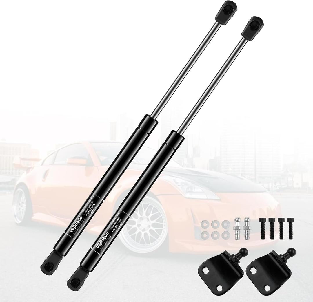Vepagoo 4194 Rear Trunk Gas Shocks Compatible with 2003-2008 Nissan 350z Liftgate Lift Supports Struts with Added Pressure for Larger Spoiler - Includes Brackets, Set of 2