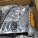 Headlight Assembly, Headlights Kit Compatible with 2007-2014 Cadillac Escalade/2007-2014 Escalade ESV/2007-2013 Escalade EXT Replacement Headlamp Chrome Housing Amber Reflector