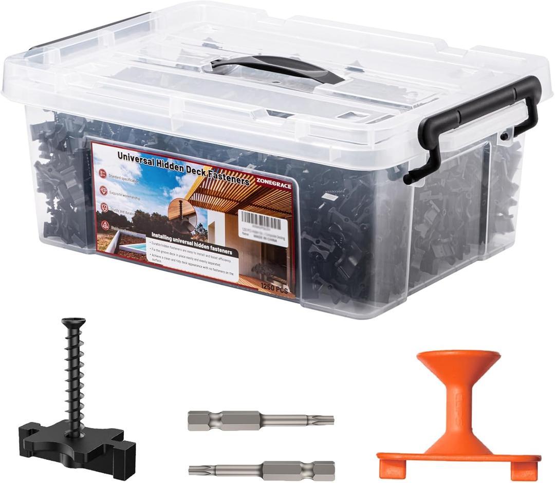 1250 PCS Hidden Deck Fasteners for Composite Decking Board,Composite Deck Clips & Plastic Hidden Fastners with Metal Screws,Universal Nylon Clips for Composite Decking
