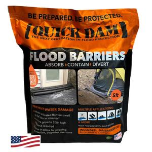 Quick Dam Water Activated Flood Barrier 5 Feet 2-Pack