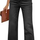 GRAPENT Flare Jeans for Women High Rise Wide Leg Baggy Stretchy Denim Pants (Black, S)