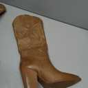 ISNOM Cowboy Boots Cowgir Boots for Women, Pointed Toe Chunky Heel Western Boots 6