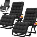 Suteck Zero Gravity Chair Set of 2, Reclining Camping Lounge Chair w/Removable Cushion, Upgraded Lock and Cup Holder, Reclining Patio Chairs Folding Recliner for Indoor and Outdoor, 26in x 30in x 45in