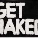 New Mungo Get Naked Bath Mat - Black Cute Bathroom Rugs with White Letters for Apartment Decor - Funny Black - Get Naked Rug for Bathroom - 31" x 20"