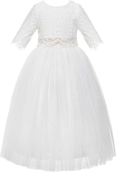 Eyelash Lace A-Line Tulle Junior Flower Girl Dress Communion Baptism 160