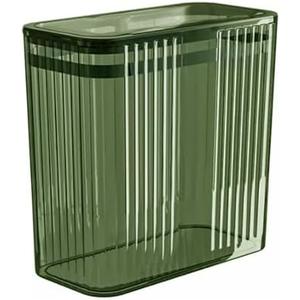 Transparent Trash Can, Bathroom Trash Cans with Lids, 3.5 Gallon Garbage Can for Bedroom, Office, Plastic Slim Waste Basket with Press Top Lid, 15L Clear Trash Bin for Home, Kitchen (Green)