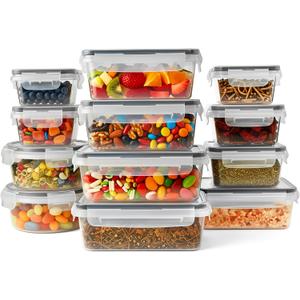 BZLMDXW 12-Pack Food Storage Container Set kitchen organizers Meal Prep Containers Lock Lids Reusable Plastic Lunch Box Snack Salad Containers 12 Boxes and 12 Lids Pantry and Kitchen Organization