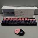 MOFII Wireless Keyboard and Mouse Combo, Retro Typewriter Keyboard with Colorful Round Keycaps, 2.4GHz USB Plug Play Connection for PC Laptop Windows XP/7/8/10 (Berry Pink)