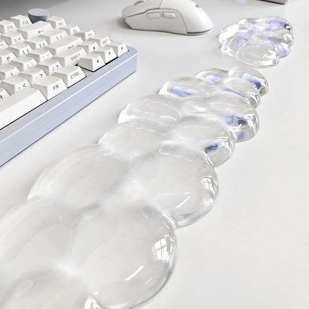 Mouse Pad with Wrist Rest, Soft Cloud Gel Keyboard Mouse Pad Set with Hand Wrist Support, Cute Non Slip Office Desk Accessories for Comfort/Pain Relief/PC Gaming/Computer/Laptop, (Clear Cloud)