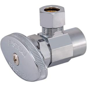 Eastman 3/8 Inch OD x 1/2 Inch Nom. Sweat Multi-Turn Brass Sweat Inlet Angle Stop Valve with Removable Metal Handle, Brass Plumbing Fitting, Chrome, 04387LF