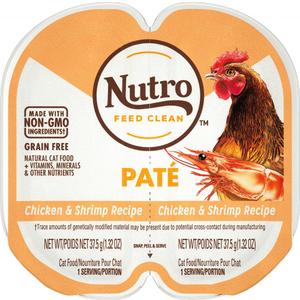 Nutro Perfect Portions Adult Grain Free Chicken and Shrimp Pate Wet Cat Food Trays BBD:03-28-26