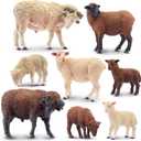 Toymany 8PCS Merino Sheep Figurines Realistic Farm Animal Sheep Toys- Plastic Sheep Figures Birthday Christmas Toy Gift for Kids Toddlers