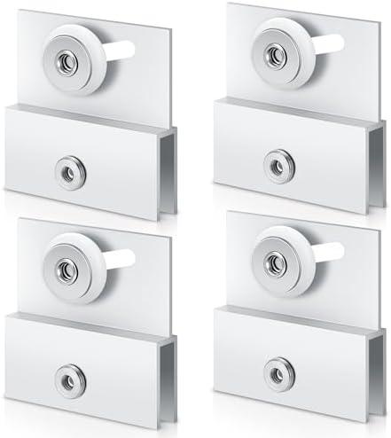 4 Pcs M 6054 Frameless Shower Door Rollers Sliding Top Bracket Roller 3/4 Inch OD x 1/4 Inch Thick Flat Round Plastic Wheel with Aluminum Bracket and Ball Bearing Replacement