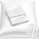 BLISSFORD Satin Pillowcase with Zipper for Hair and Skin Care, Feels Soft and Cool Like a Silk Pillowcase, White Satin Pillow Cases 2 Pack, Slik Pillow Cover, King Size - Set of 2