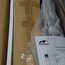 Cyclysio Industrial Pipe Clothing Rack, Reversible 7.25FT Wall Mounted Clothes Rack, Heavy Duty Garment Racks Closet Wardrobe with LED Lights& Shelves, Walk-in Closet System, White