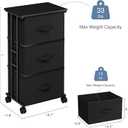 DUMOS Fabric Dresser 3 Drawer Storage Chest, Rolling Storage Tower, Black, 11.8"D x 16.7"W x 30.1"H