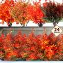 Geosar 24 Bundles Fall Artificial Flowers Artificial Outdoor Flowers UV Resistant Yellow Orange Flowers Faux Flowers Decorations Fake Plants for Autumn Home Porch Wedding Garden Decor
