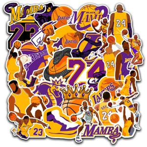 30 PCS Los Angeles Vinyl Lakers Basketball Star Stickers for Water Bottle, Laptop, Bicycle, Computer, Motorcycle, Travel Case, Car Decal Decoration Sticker Graffiti Decals