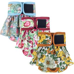 Langsprit Washable Female Dog Diapers (3 Pack) - Reusable Dog Diapers for Female Dogs - Highly Absorbent Dog Dresses for Dogs in Period,Heat or Excitable Urination(Small) (Small (Pack of 3))