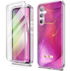 SURITCH for Samsung Galaxy A54 5G Case, [Built-in Anti-Scratch Screen Protector] 360 Full Body Protection Shockproof Rugged Bumper Phone Cover for Samsung A54 5G 6.4 Inch - Pinkish Purple