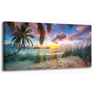 Cpwaxf Seascape Canvas Art, Wall Art for Bedroom, 24x48inch Blue Ocean Decor