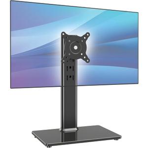 AX WABER Single Monitor Desk Stand Free-Standing Desk Mount Arm Riser for 13 inch to 32 inch Screen Freestanding VESA Mount Base, Adjustable Height, Tilt, Swivel, Rotation, Black AX05TB01