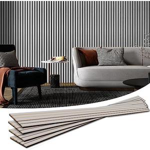 Art3d 12 - Pack Soundproof Wood Slat Wall Panel, 94.5 x 7.9 in, Brushed Silver | Wood Grain Finish, Effortless Setup, Sustainable, Long-Lasting, Noise Reduction, Easy Care, for Living Room, Bedroom, Office